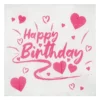 Set 40 Servetele Happy Birthday Cu Inimioare