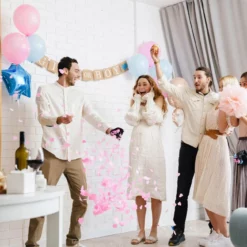 Tun Party Popper Gender Reveal cu Confetti Roz