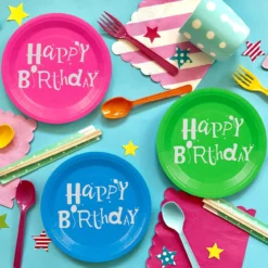 Set 25 Farfurii Happy Birthday Multicolore 23 cm