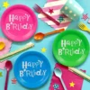 Set 25 Farfurii Happy Birthday Multicolore 18 cm