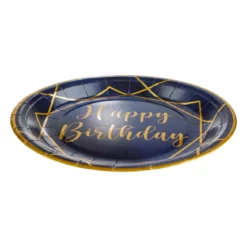 Set 6 Farfurii Petrecere Elegante Albastru Gold 23 cm