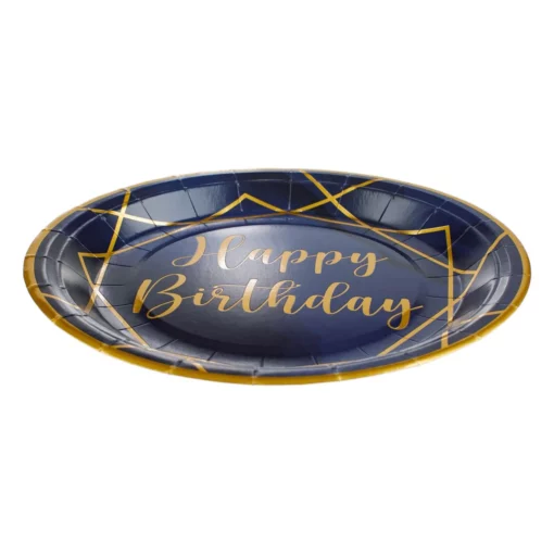Set 6 Farfurii Petrecere Elegante Albastru Gold 23 cm
