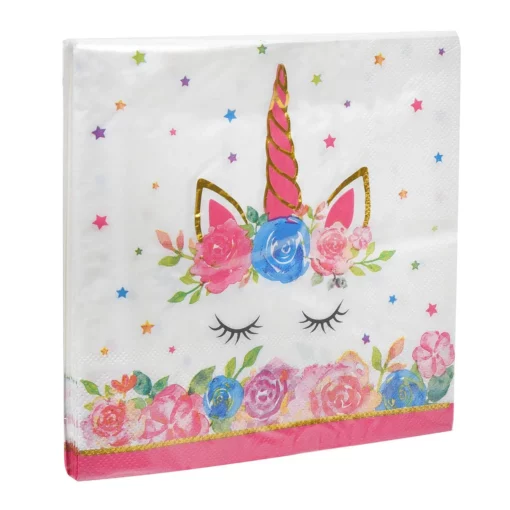 Set 12 Servetele Pentru Petrecere Flower Unicorn