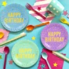 Set 25 Farfurii Multicolore Pentru Aniversare 18 cm