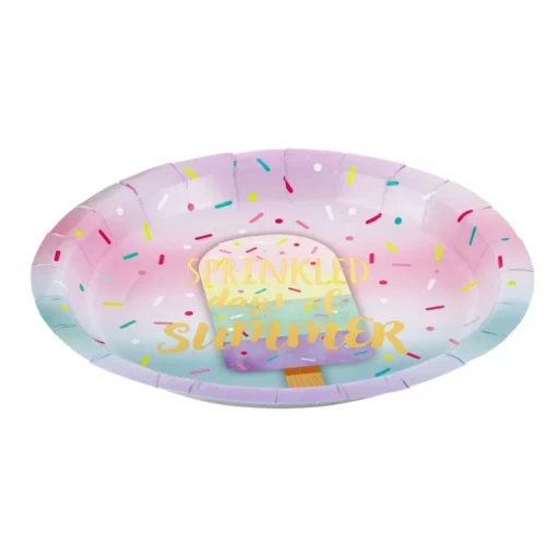 Set 6 Farfurii Culori Pastel Cu Inghetata 18 cm