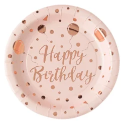 Set 6 Farfurii Petrecere Happy Birthday Roz 23 cm