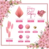 Decoratiune Tort Aniversare Roz Deluxe