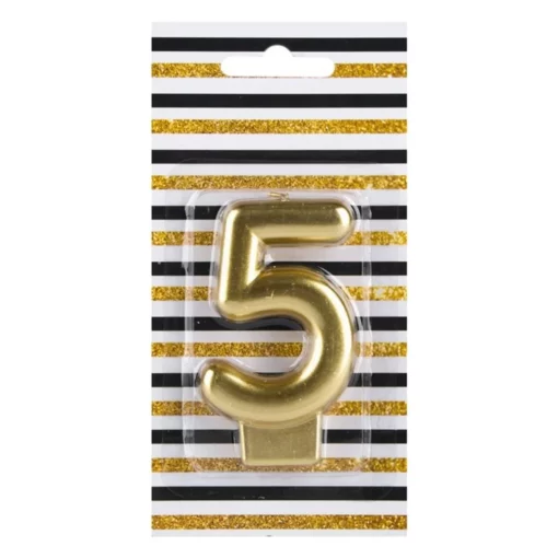 lumanare tort cifra 5 gold