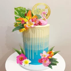 Decoratiune Tort Flamingo Tropical Pentru Aniversari Elegante