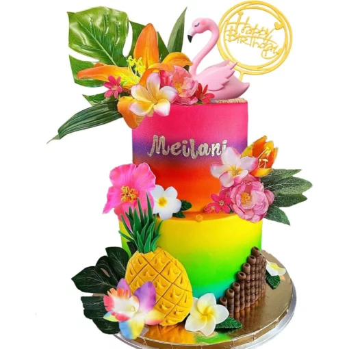 Decoratiune Tort Flamingo Tropical Pentru Aniversari Elegante