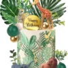 Decoratiune Tort Safari Cu Animale Și Elemente Naturale