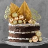 Decoratiune Tort Premium Auriu cu Bilute si Fluturi