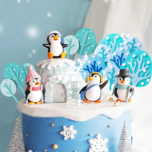 Decoratiune Tort Pinguinii Regatului Inghetat