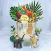 Decoratiune Tort Safari Cu Animale Și Elemente Naturale