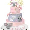 Set Decoratiuni Tort Oh Baby cu Elefantei si Nori