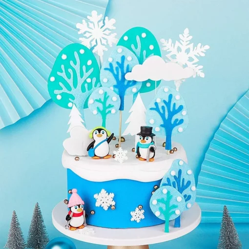 Decoratiune Tort Pinguinii Regatului Inghetat