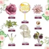 Decoratiune Tort Tematica Floral Elegant cu Elemente Aurii