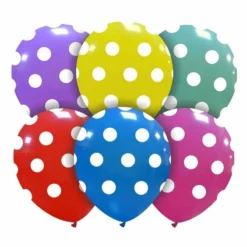 Set 12 Baloane Multicolore din Latex cu Buline