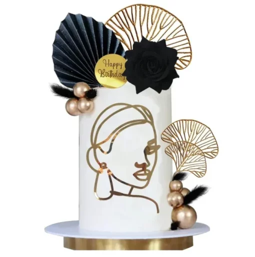 Set Decoratiuni Elegante pentru Tort Negru și Auriu