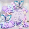 Set Baloane Pastel Si Fluturi Gigant Pentru Decor Evenimente 139 piese