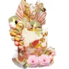 Decoratiune Tort Cu Fluturasi Gold Si Flori Roz