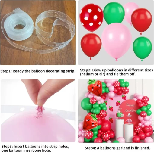 Arcada Baloane Capsuni Pentru Decor Petreceri 125 Piese