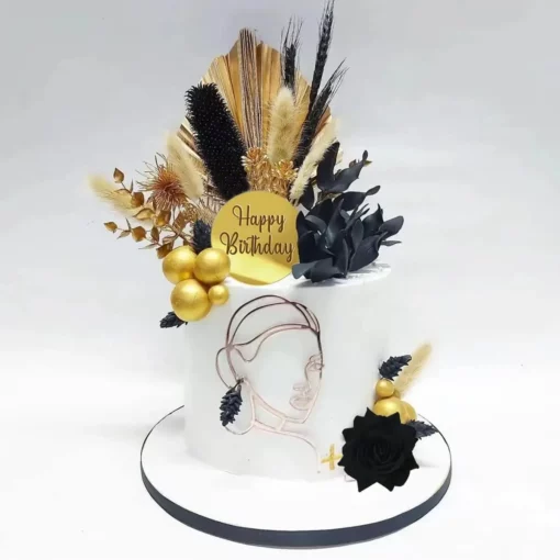 Set Decoratiuni Elegante pentru Tort Negru și Auriu
