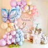 Set Baloane Pastel Si Fluturi Gigant Pentru Decor Evenimente 139 piese