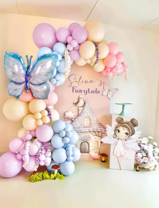 Set Baloane Pastel Si Fluturi Gigant Pentru Decor Evenimente 139 piese