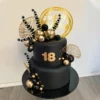 Decoratiune Tort Zi De Nastere Royal Deluxe Negru si Auriu