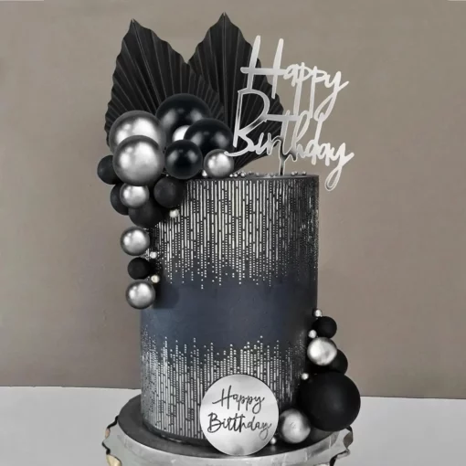 Decoratiune Tort Premium Black Silver Elegance