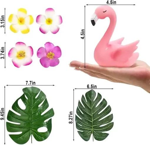 Set Decor Flamingo pentru Tort Tematica Tropical Exotica
