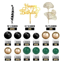 Decoratiune Tort Evenimente Negru Gold Verde