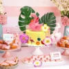 Set Decor Flamingo pentru Tort Tematica Tropical Exotica