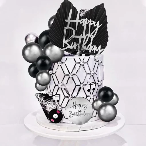 Decoratiune Tort Premium Black Silver Elegance