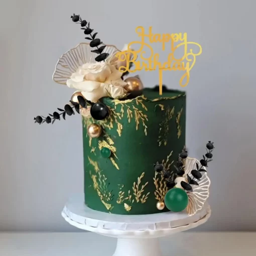 Decoratiune Tort Evenimente Negru Gold Verde