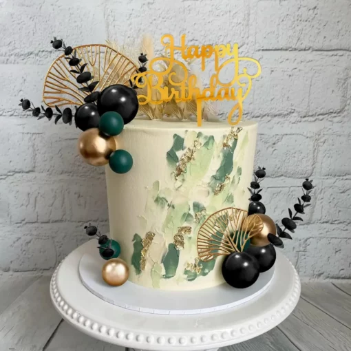 Decoratiune Tort Evenimente Negru Gold Verde