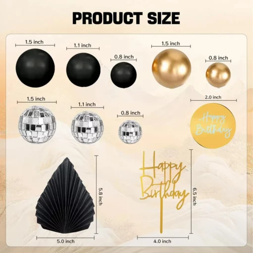 Set Decor Tort Aniversar Gold Black Deluxe