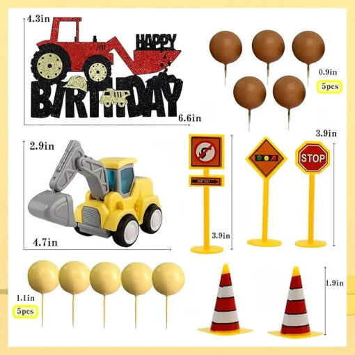 Set decor tort șantier cu excavator