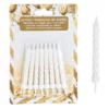 Set 8 Lumanari Aniversare Albe Cu Glitter
