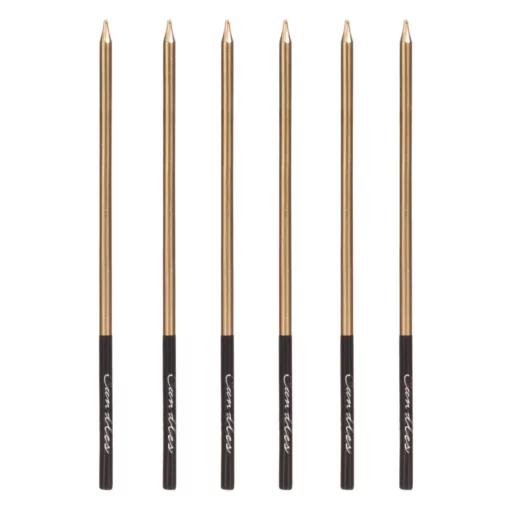 Set 6 Lumanari Premium Aniversare Auriu Metalizat Negru