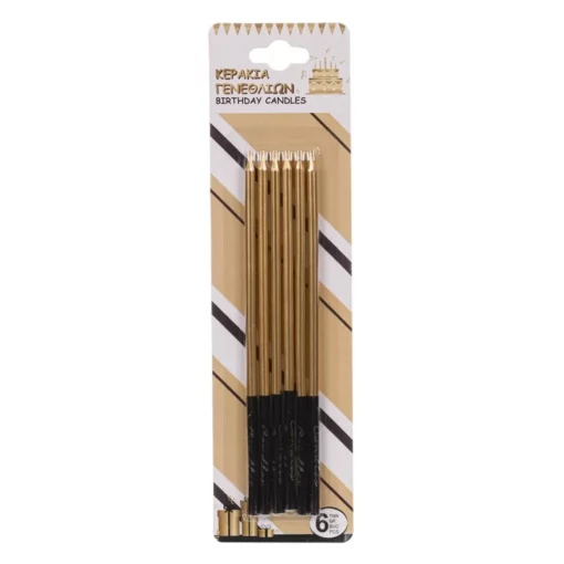 Set 6 Lumanari Premium Aniversare Auriu Metalizat Negru LMR37 - imagine 2