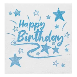 șervețele Happy Birthday stele bleu 33×33 cm set 40 bucăți