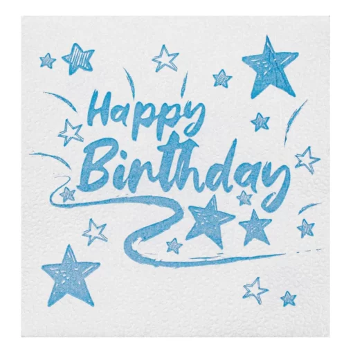 șervețele Happy Birthday stele bleu 33×33 cm set 40 bucăți