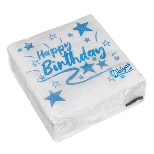 șervețele Happy Birthday stele bleu 33×33 cm set 40 bucăți