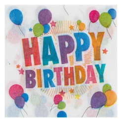 șervețele Happy Birthday baloane colorate 33×33 cm set 80 bucăți