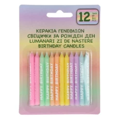 Set 12 Lumanari Aniversare Culori Pastelate