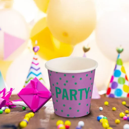 Set 25 Pahare Aniversare Petrecere Colorate Party 80 ml