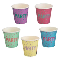 Set 25 Pahare Aniversare Petrecere Colorate Party 80 ml