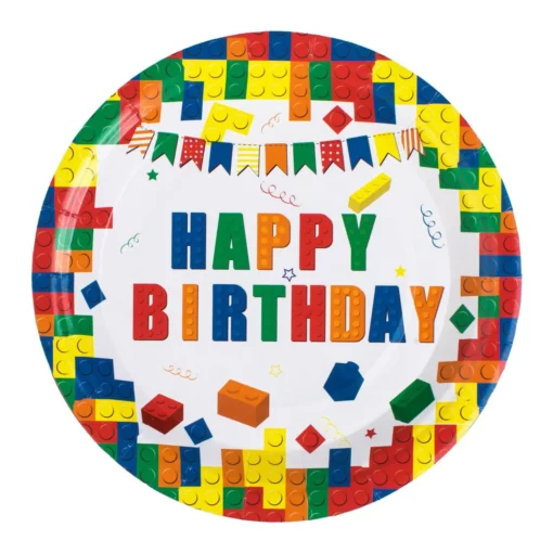 Set 10 Farfurii Aniversare Petrecere Tematica Jocuri Lego 18 cm